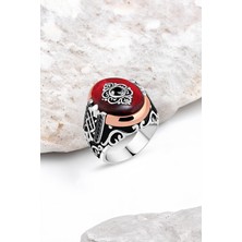 Silverplus Sentetik Kehribar Motifli Gümüş Erkek Yüzük