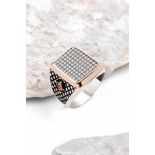 Silverplus Gümüş Beyaz Zirkon Taşlı Erkek Yüzük