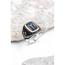 Silverplus Mineli Kayı Boyu Gümüş Erkek Yüzük