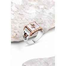 Silverplus Beyaz Onix Taş Üzeri Elif-Vav Gümüş Erkek Yüzük