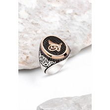 Silverplus Gümüş Osmanlı Tuğrası İşlemeli Zirkon Süslemeli Erkek Yüzük