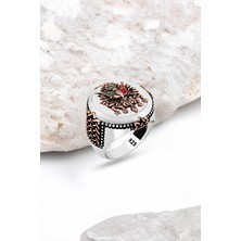 Silverplus Sedef Taşlı Osmanlı Devlet Armalı Gümüş Erkek Yüzük