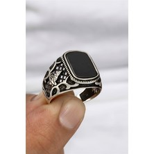 Osmanlı Tuğrası Motifli Gümüş Erkek Yüzük