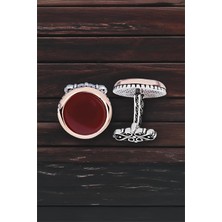 Silverplus ​Gümüş Akik Taşlı Yuvarlak Kol Düğmesi