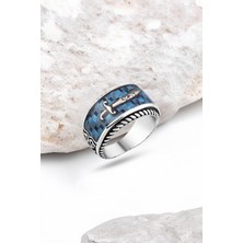 Silverplus Karbon Üstü Zülfikarlı Gümüş Erkek Yüzük