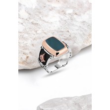 Silverplus Yeşil Akik Taşlı Gümüş Erkek Yüzük