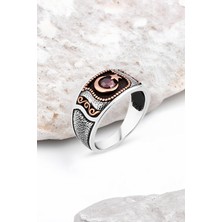 Silverplus Ortası Zirkon Taşlı Ay-Yıldız Gümüş Erkek Yüzük