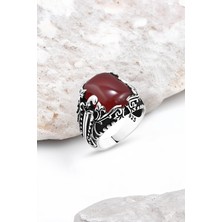 Silverplus Akik Taşlı Gümüş Erkek Yüzük