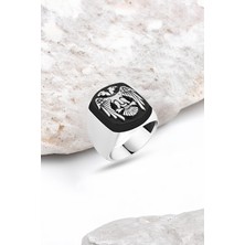 Silverplus Onix Taş Üzeri Selçuklu Kartalı Gümüş Erkek Yüzük