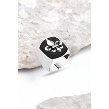 Silverplus Onix Taşlı Royal Amblemi Gümüş Erkek Yüzük