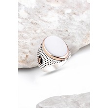 Silverplus Gümüş Sedef Taşlı Nokta Kasalı Erkek Yüzük