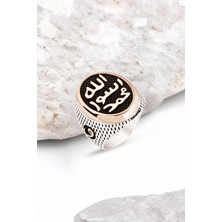 Silverplus Gümüş Peygamber Mührü Nokta Kasa Erkek Yüzük