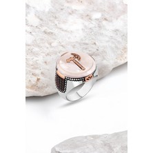 Silverplus Sedef Taşlı Baltalı Gümüş Erkek Yüzük