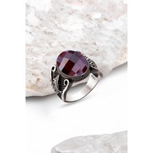 Silverplus Gümüş Fasetli Taşlı Osmanlı Armalı Erkek Yüzük