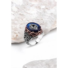 Silverplus Sentetik Mavi Kehribar Gümüş Erkek Yüzük