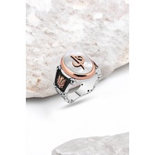 Silverplus Sedef Taş Üzeri Elif-Vav Gümüş Erkek Yüzük