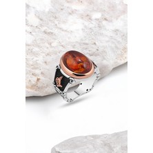 Silverplus Sentetik Kehribar Gümüş Erkek Yüzük