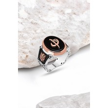 Silverplus Düz Onix Taş Üzeri Elif-Vav Gümüş Erkek Yüzük