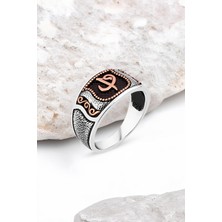 Silverplus Elif-Vav Yazılı Gümüş Erkek Yüzük