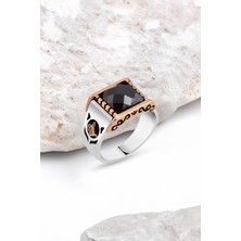 Silverplus Kesme Zirkon Taşlı Gümüş Erkek Yüzük