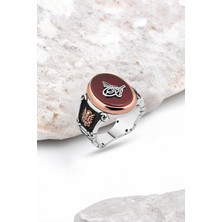 Silverplus Akik Taş Üzeri Tuğralı Gümüş Erkek Yüzük