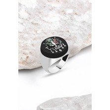 Silverplus Onix Taşlı Osmanlı Devlet Armalı Gümüş Erkek Yüzük