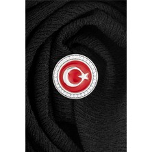 925 Ayar Gümüş Zirkon Taşlı Yuvarlak Ayyıldız Rozet