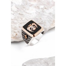 Silverplus Gümüş Onix Taşlı Selçuklu Kartalı Erkek Yüzük