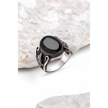 Silverplus Gümüş Kapşon Taşlı Osmanlı Armalı Erkek Yüzük