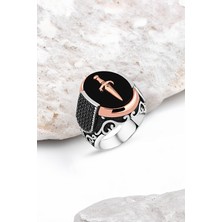 Silverplus Onix Taşlı Bıçak Gümüş Erkek Yüzük