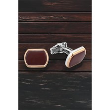 Silverplus Gümüş Kırmızı Akik Taşlı Kol Düğmesi