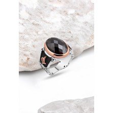 Silverplus Siyah Kesme Zirkon Taşlı Gümüş Erkek Yüzük