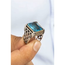 Aqua Taşlı Otantik Gümüş Erkek Yüzük