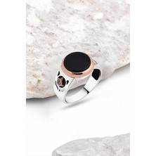 Silverplus Düz Onix Taşlı Gümüş Erkek Yüzük