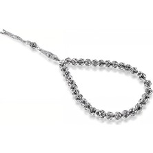 Silverplus Yuvarlak Oksitli Kafes Gümüş Tesbih