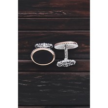 Silverplus ​​​​​​​Gümüş Onix Taşlı Oval Kol Düğmesi