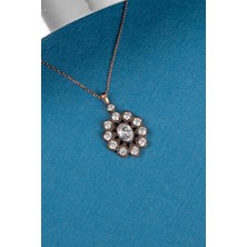 925 Ayar Gümüş Kalem Rodajlı Beyaz Zirkon Taşlı Bayan Kolye