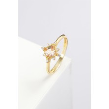 Zultanit Taşlı Zirkon Süslemeli Altın Kaplama Gümüş Bayan Yüzük