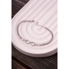 Silverplus 925 Ayar Gümüş Rodyumlu Baget Taşlı Sonsuzluk Bayan Bileklik