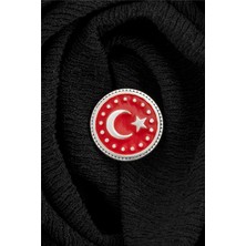 925 Ayar Gümüş Mineli Ayyıldız Puantiyeli Rozet