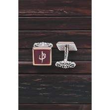 Silverplus Gümüş Akik Taşlı Elif Vav Temalı Kol Düğmesi