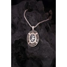 Silverplus 925 Ayar Gümüş Muhammed Yazılı Oval Erkek Cevşen Kolye