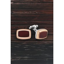 Silverplus Gümüş Kırmızı Akik Taşlı Kol Düğmesi