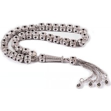 Silverplus Siyah Zirkon Taşlı Özel Gümüş Tesbih