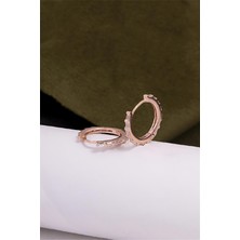Silverplus 925 Ayar Gümüş Rose Renk Orta Boy Baget Taşlı Küpe