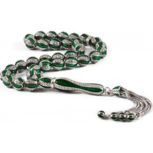 Silverplus Yeşil Mineli Zirkon Taşlı Gümüş Tesbih