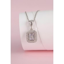 Full Zirkon Taşlı Rodyumlu Gümüş Bayan Kolye