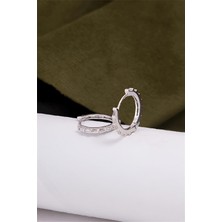 Silverplus 925 Ayar Gümüş Rodyumlu Orta Boy Baget Taşlı Küpe