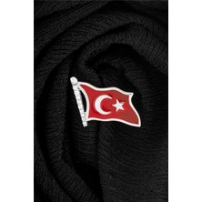 925 Ayar Gümüş Zirkon Taşlı Türk Bayrağı Bayan Rozet