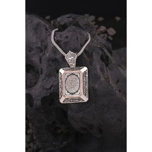 Silverplus 925 Ayar Gümüş İnşirah Suresi Hat Yazılı Karartmalı Erkek Cevşen Kolye